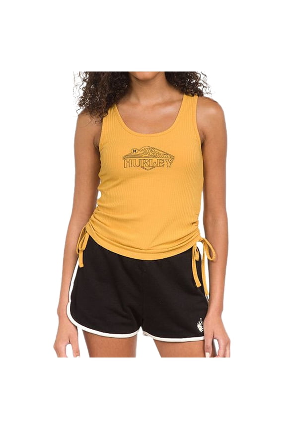 Womens Side Cinch Tank Top, Yellow, Medium