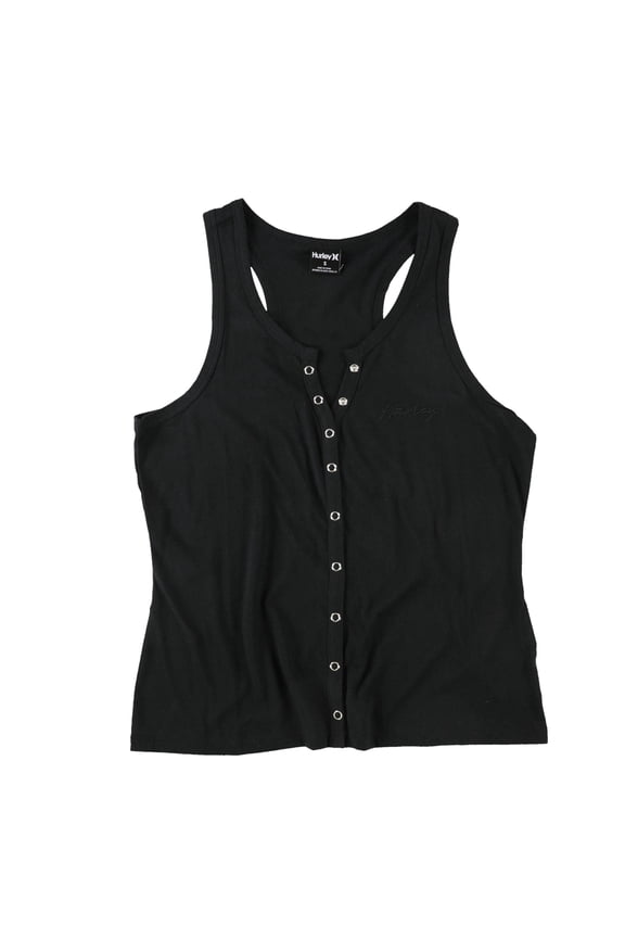 Womens Snap Front Racerback Tank Top, Black, X-Small