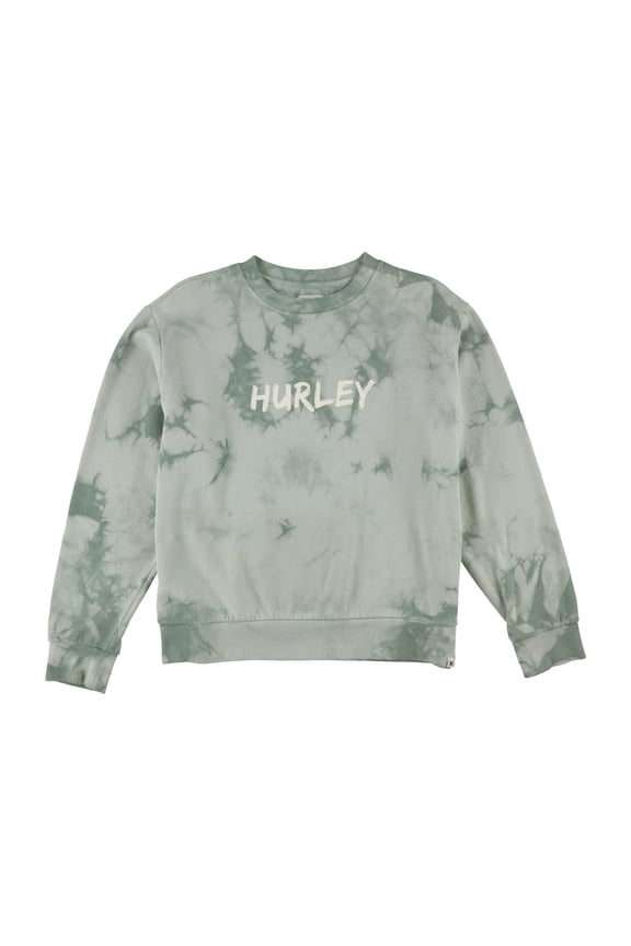 Womens Tie Dye Logo Sweatshirt, Green, Juniors, Small