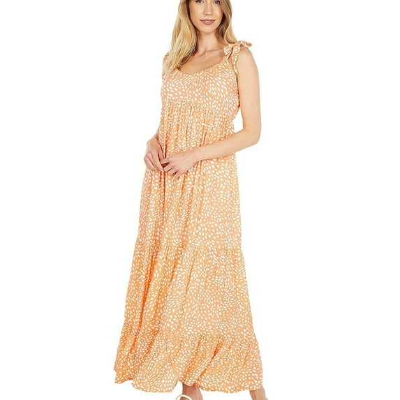 Hurley Womens Tiered Maxi Dress, Orange, Small