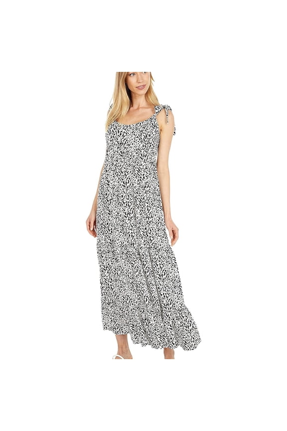 Womens Tiered Maxi Dress, White, Large