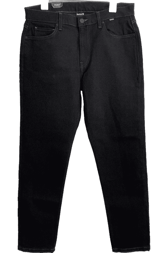 Worker Denim Leg Opening Slim Fit Stretch Pants Size 32 Black