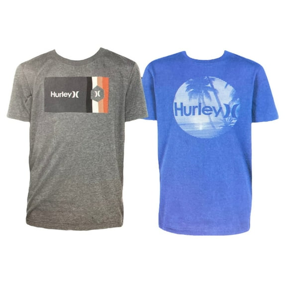 Hurley Youth Boy's 2 Pack Graphic Print Short Sleeve Tee (Carbon Heather, 10/12)