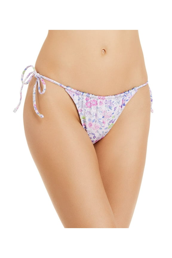x LoveShackFancy Sunny Meadow Reversible Side Tie Bikini Bottoms, Bright Purple, X-Large