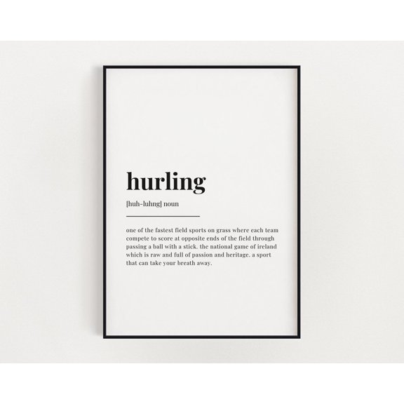 Hurling Definition Irish Sport Player Typography Wall Art Poster Decor