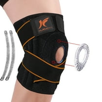 Hurmoya Adjustable Neoprene Knee Brace with Patella Gel and Side Stabilizers, Orange, Size S