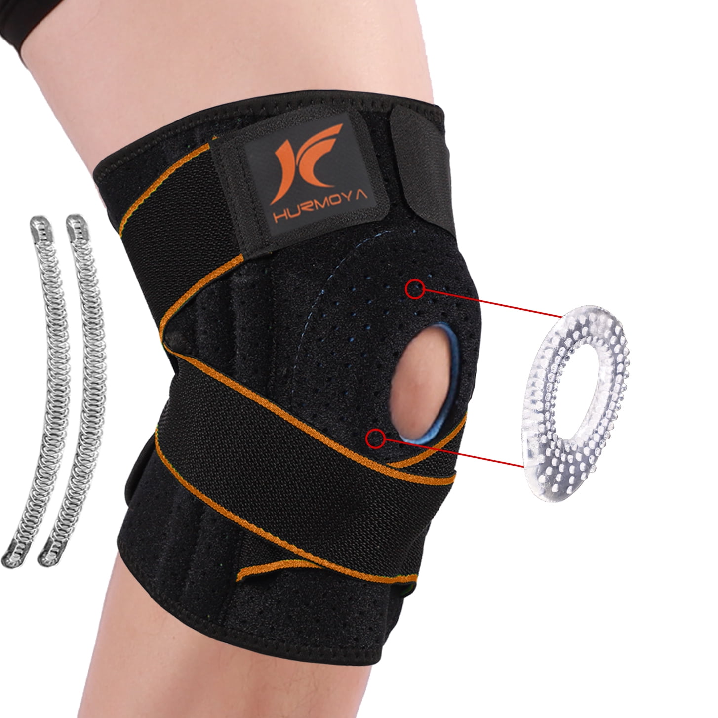 Hurmoya Knee Brace with Side Stabilizers & Patella Gel Pads, Adjustable Compression Knee Support