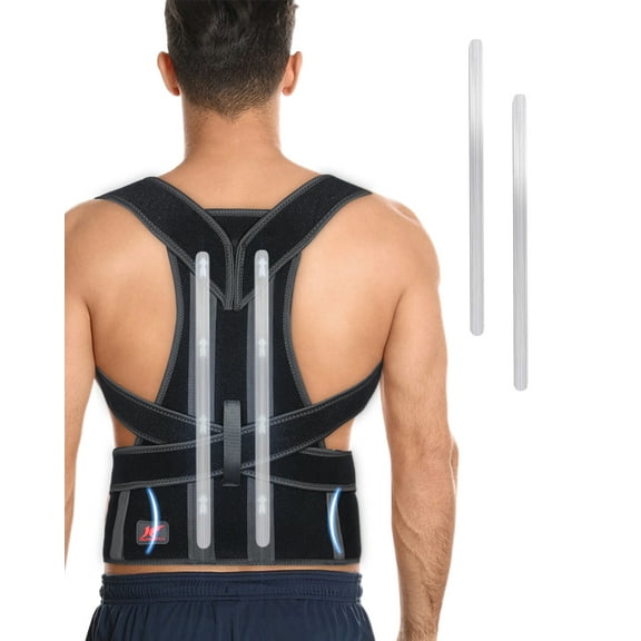 Back Brace Posture Corrector for Women and Men, Lower and Upper Back Pain Relief, Hunchback and Scoliosis Straightener with 2 Removable Metal Splints Support , Adjustable Straps Belt Waist Trainer