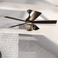 thumbnail image 1 of Huron Black and Burnished Teak Farmhouse Indoor Ceiling Fan with LED Cage Light Kit and Remote, 1 of 12