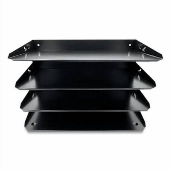 Huron Desktop Horizontal 4-Slot Legal File Organizer, Black Steel