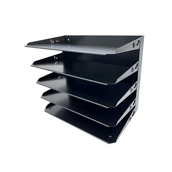 Huron Desktop Horizontal 5-Slot Legal File Binder Organizer Storage Letter Tray Black Commercial Grade Steel