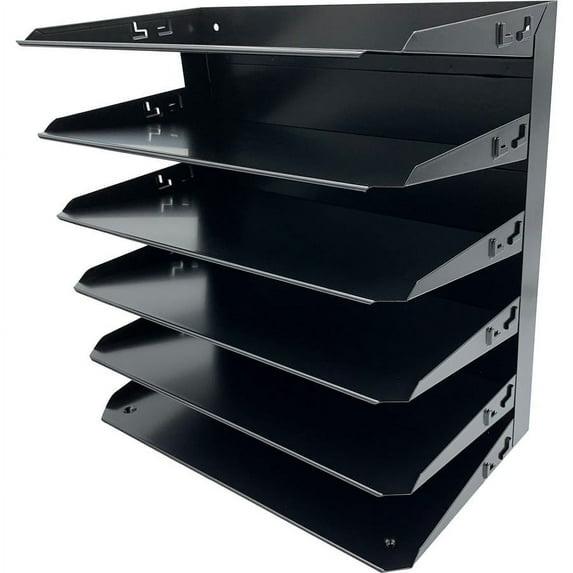 Huron Horizontal Slots Desk Organizer - 6 Compartment(s) - 15" Height x 15" Width x 8.7" Depth - Durable, Label Holder - Steel - 1 Each | Bundle of 5 Each