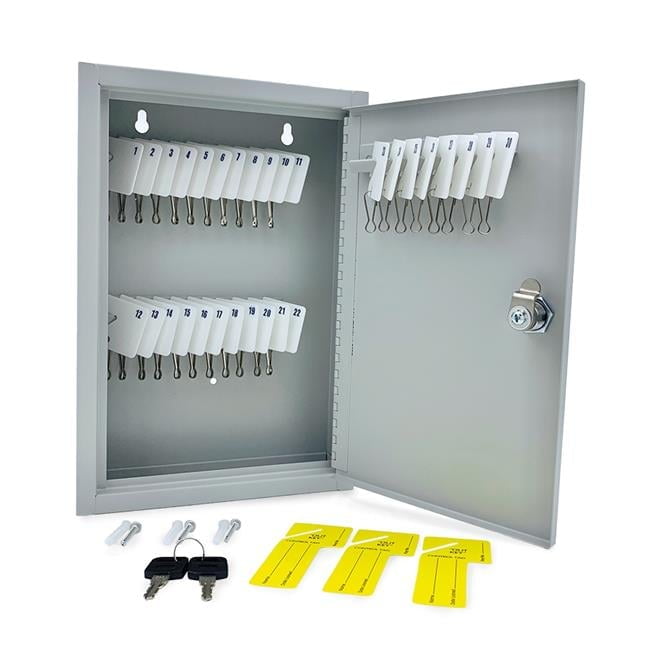 Gray Heavy-Duty Steel 30-Slot Locking Key Cabinet