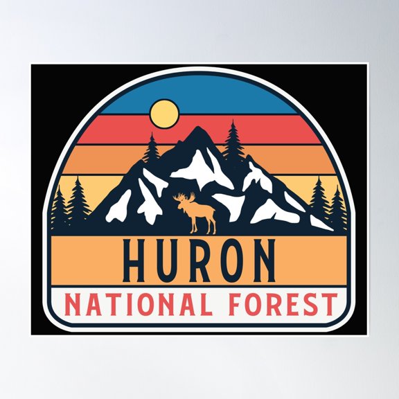 Huron National Forest Poster Wall Art, Modern Wall Decor, 8x12 UNFRAMED