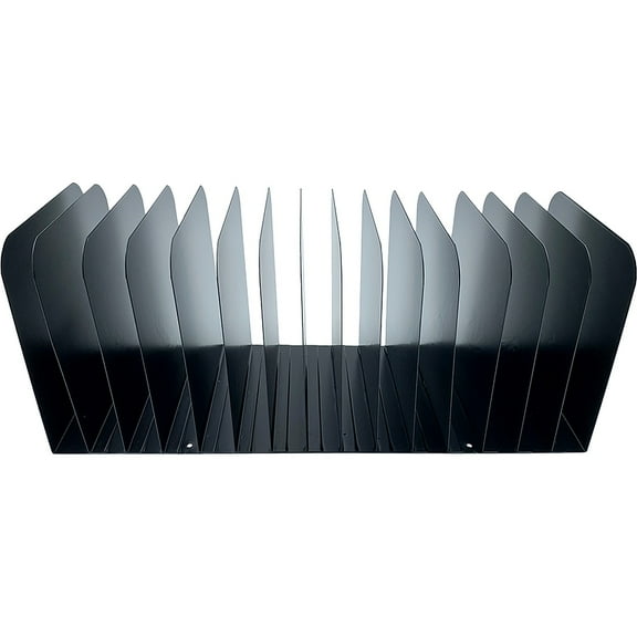 The Coin-Tainer Steel Vertical File Organizer 15 Sections Letter Black HASZ0178