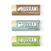 Hurraw! Coconut, Earl Grey, Mint Lip Balm, 3 Pack Certified 100% Natural, Organic, Vegan.