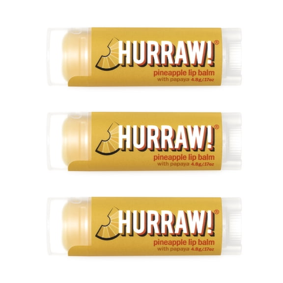 Hurraw! Pineapple Lip Balm, 3 Pack