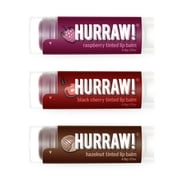 Hurraw! Raspberry, Black Cherry, Hazelnut Tinted Lip Balms, 3 Pack 100% Natural, Organic, Vegan