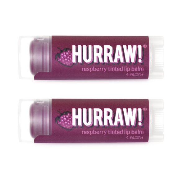 Hurraw! Raspberry Tinted Lip Balm, 2 Pack