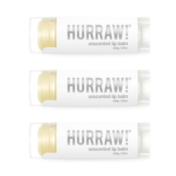 Hurraw! Unscented Lip Balm, 3 Pack