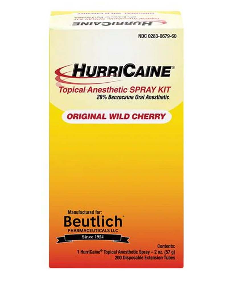HurriCaine Wild Cherry Topical Benzocaine 20% Oral Anesthetic Spray, 2 Oz.