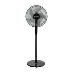 Hurricane Oscillating Pedestal Stand Fan, 12-Speed Cooling Unit, 16", Black - With Remote Control, Adjustable Tilt & Height, for Home, Bedroom, Office & Dorm