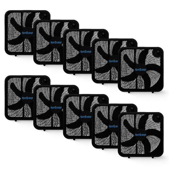 Hurricane 20 Inch Classic Series Floor Box Fan with 3 Speed Settings, Black, 10 Pack
