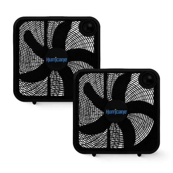 Hurricane 20 Inch Classic Series Floor Box Fan with 3 Speed Settings, Black, 2 Pack