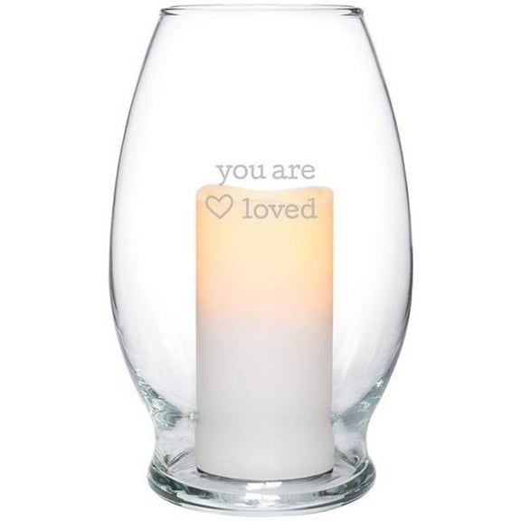 Carson Home Accents 250844 7 x 4.375 in. Flameless Flicker Hurricane Candle with Timer, Loved