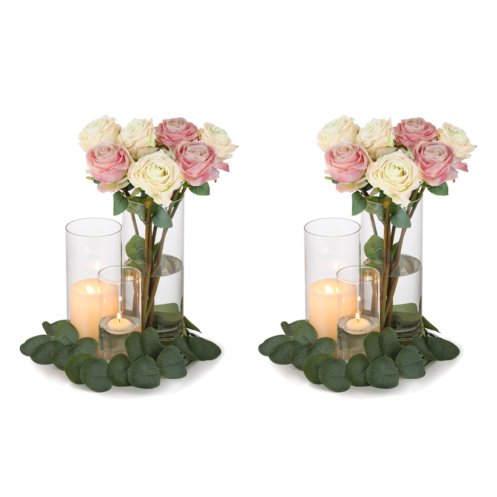 Hurricane Candle Holder Set of 6 Tall Glass Cylinder Vase with