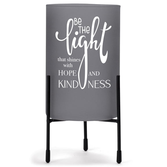 Cottage Garden HGC85GY Shines With Hope And Kindness Charcoal Grey Glass 8 x 4 Inch Hurricane Candle Holder