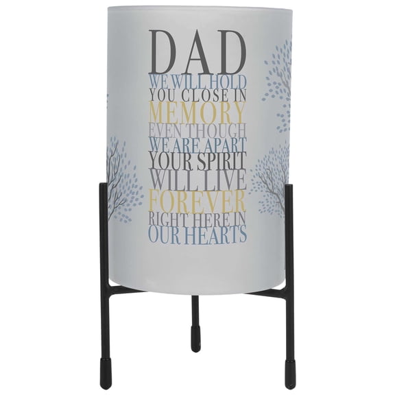 Elanze Designs Dad We Hold You Close In Memory - 8x4 Inch Multicolor Frosted Glass Hurricane Pillar Candle Stand