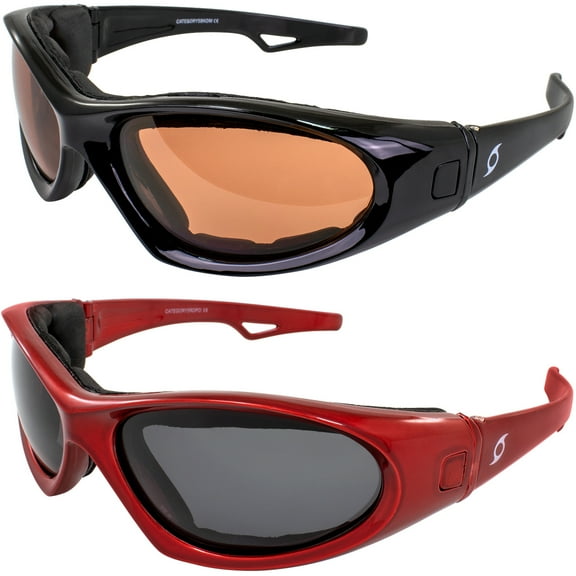 Hurricane Category-5 Water-Sport Interchangeable Sunglasses to Goggles Black Frame Driving Mirror Red Frame Polarized Smoke