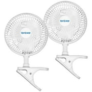 Hurricane Classic 6" 2 Speed Mini Clip On Fan for Desks & Night Stands, White (2 Pack)