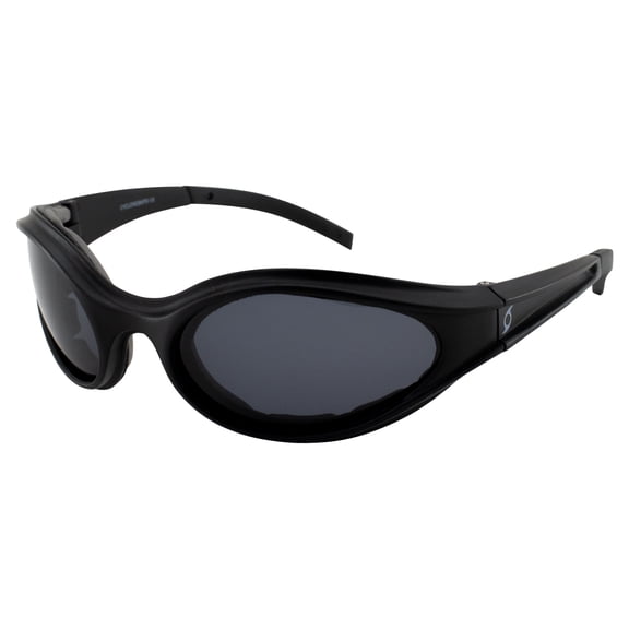 Hurricane Eyewear Cyclone Motorcycle Riding Sunglasses Black Frame with Polarized Smoke Lenses, Vented Foam Padded Sport Wrap Protective Eyewear