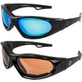 thumbnail image 1 of Hurricane Eyewear 2 Pairs of Category 5 Jet & Water Ski Sunglasses to Goggles Hybrid Black Frames w/Blue Mirror & Driving Mirror Lenses, 1 of 7