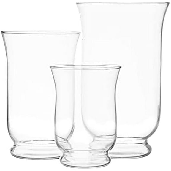Hurricane Pillar Candle Holder, Clear Glass Flower Vase, Terrarium Planter, Decorative Centerpiece - Use for Floating Tealights, Wedding, Home Display, Holiday - 3 Pc Set, 6", 8" 10"