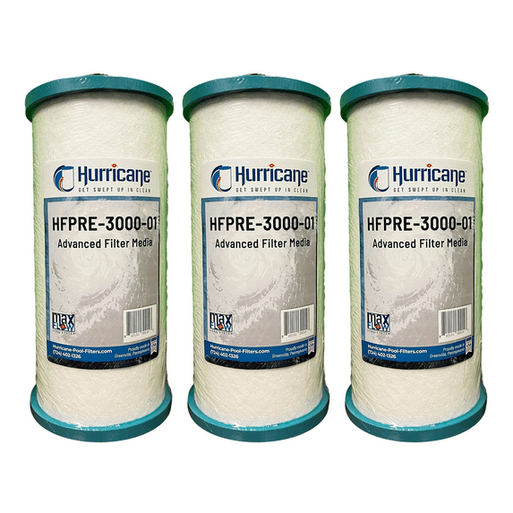 Hurricane Pre Fill Pool Filter Cartridge Replacement with Advanced Bond Filter, 3 Pack