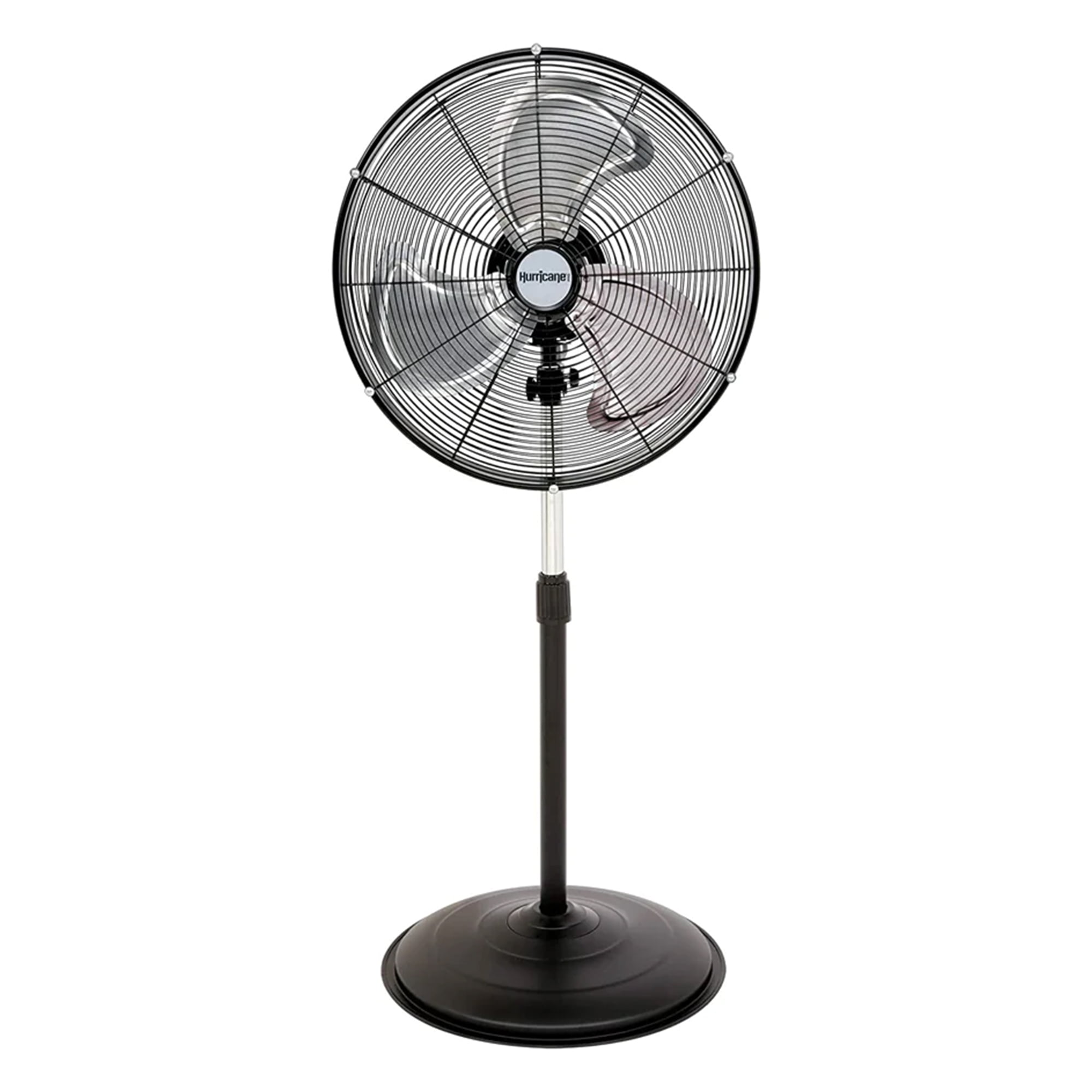 Hurricane Black Metal 20-Inch Oscillating Pedestal Fan with Adjustable Height
