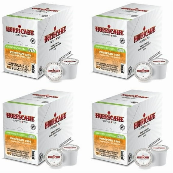 Hurricane Pumpkin 1903 Flavored Coffee, Compostable Single Serve Coffee Pods Compatible with Keurig K-Cup Brewers, 20 Count per Box, 4 Boxes