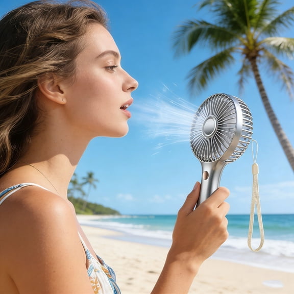 Hurricane-Speed Handheld Mini Fan, Portable 6-Speed Rechargeable USB-C Fan, Powerful Personal Cooling Fan for Travel, Office, Makeup & Outdoor Summer Activities, White