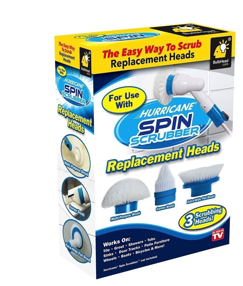 Hurricane - Spin Scrubber Replacement Heads Set of 3 (Flat Dome Corner) Brush Plastic - White