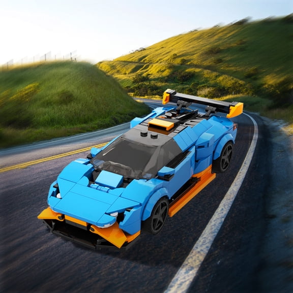 Hurricane Sports Car Building Blocks Set | MOC Blue Supercar Model with Racing Details | DIY Assembly Brick Toy | Gift for Kids & Racing Enthusiasts