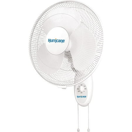 Hurricane 16" Supreme Oscillating Wall Mount Fan with Easy Pull Cords and 3 Quiet Speeds
