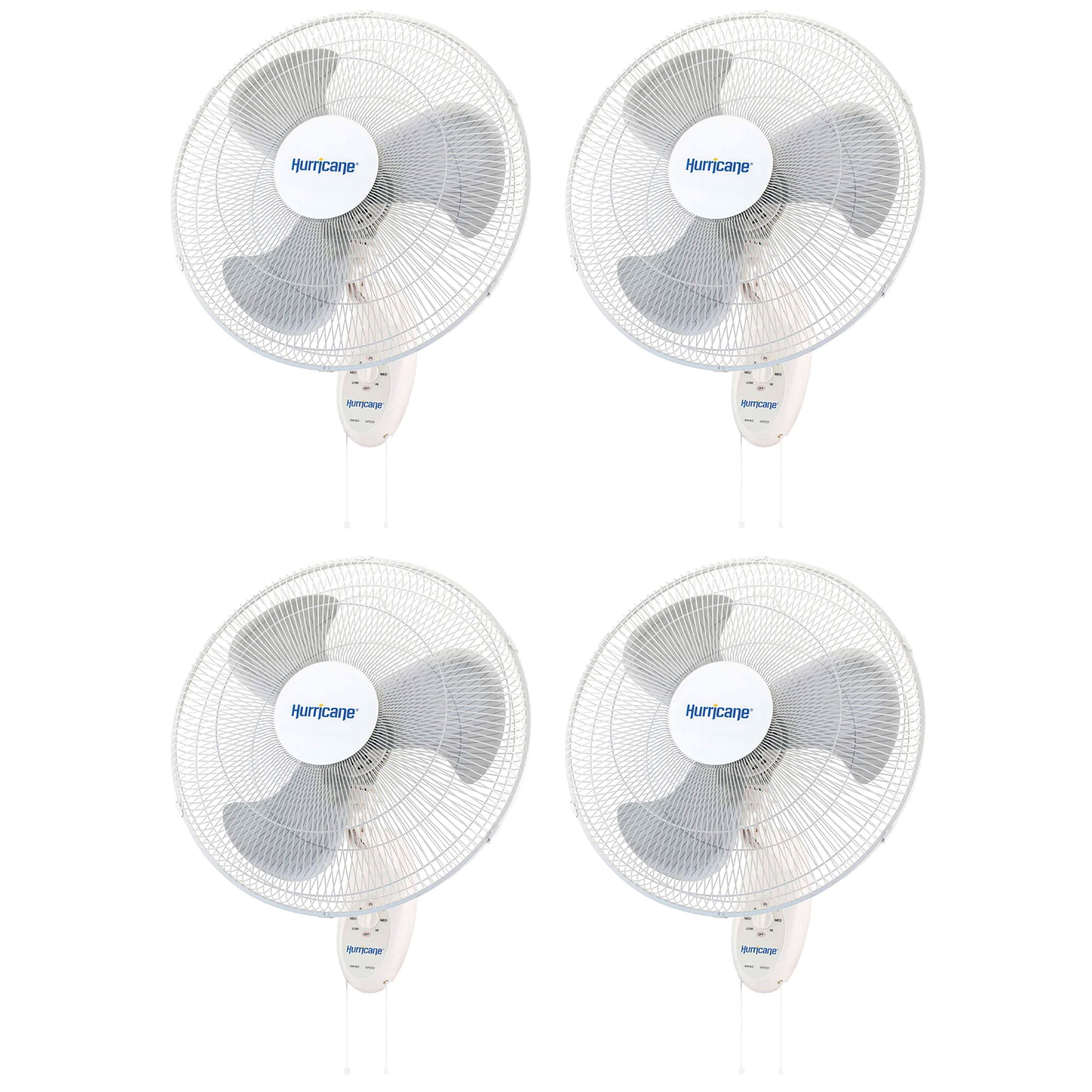 Hurricane Supreme 18" White Plastic Oscillating Wall Mounted Fan, 4 Pack