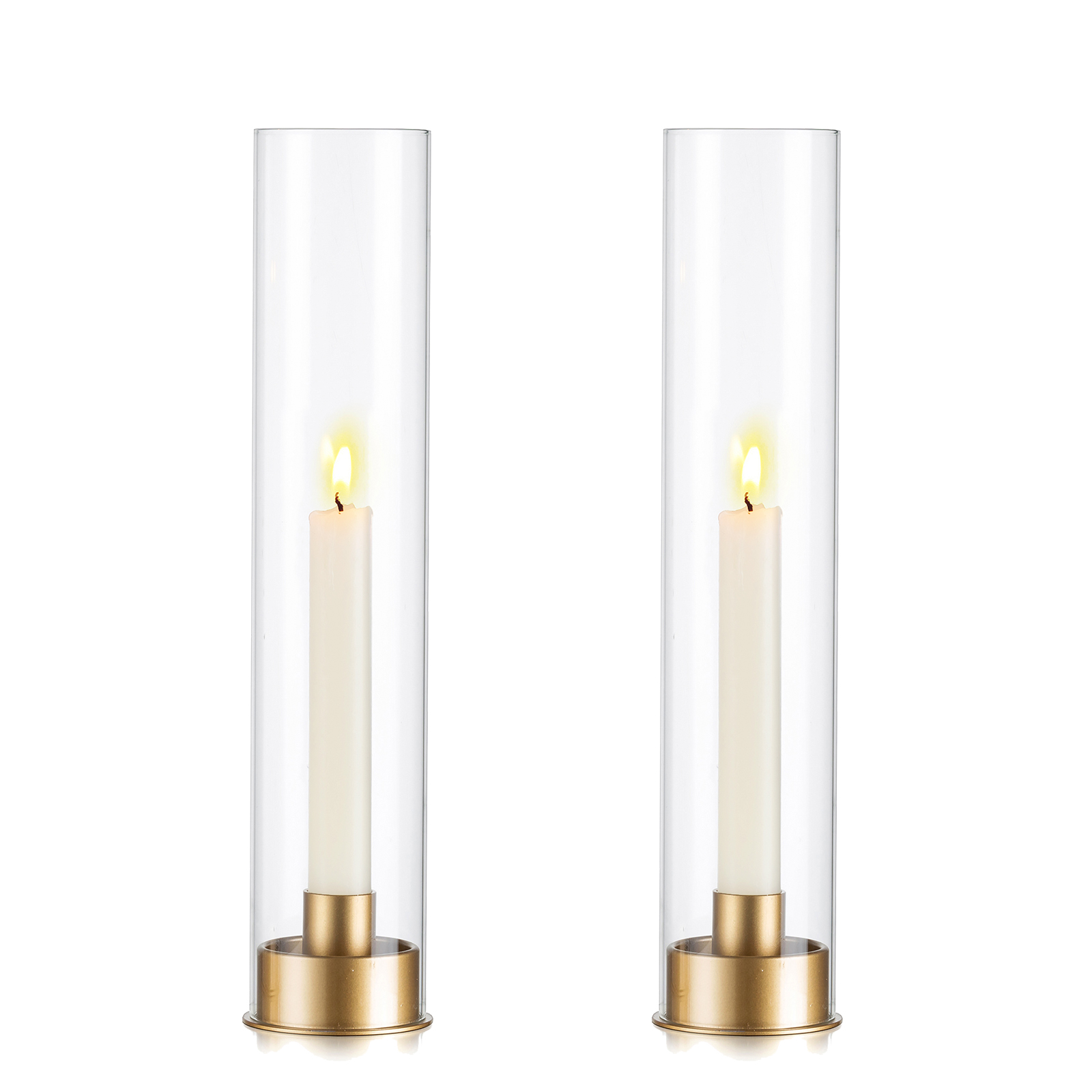 Hurricane Taper Candle Holders for Table Centerpiece Set of 2 Clear