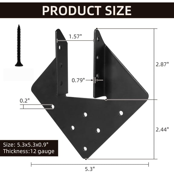 Hurricane Ties for Rafter, 12-Gauge Hurricane Tie for 2x4 Post(Inner 1.5x3.5), Heavy Duty Joist Hangers for Roofing Trusses Wood Timber Steel Connectors, Black with Screws 40 Pcs
