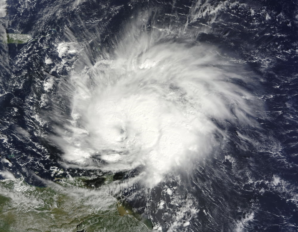 Hurricane Tomas over the Lesser Antilles Canvas Art - Stocktrek Images (33 x 25)