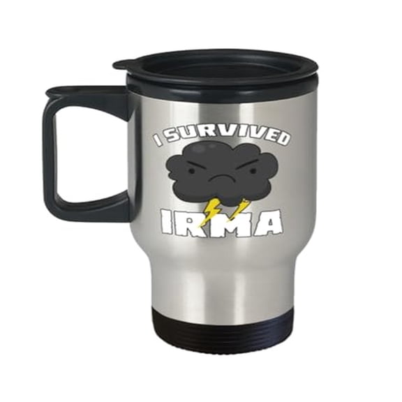 Hurricane Travel Mug, I Survived Irma, Severe Weather Gift, Birthday 14oz Portable Cup