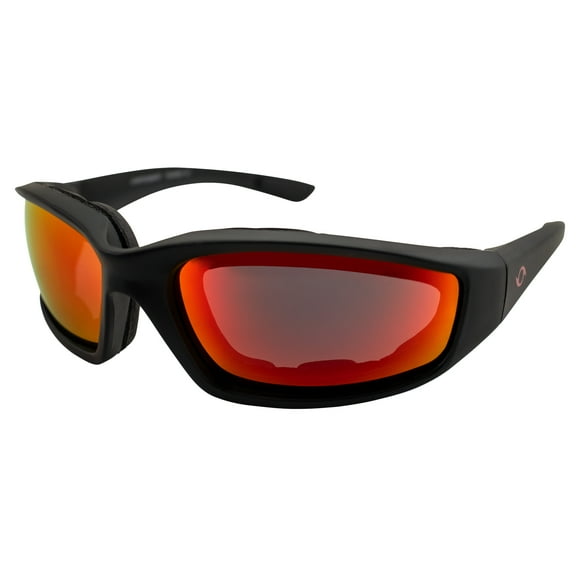 Hurricane Vortex Sport Vented Foam Padded Riding Goggles Black with Red Mirror Lens